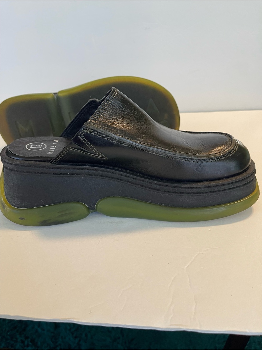 E8 By Miista Brietta Mule Black Leather Chunky Platform Sole Slip-On Size 10 - Picture 4 of 16